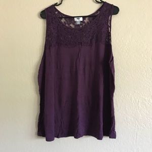 Old Navy Plum tank with Lace NWOT